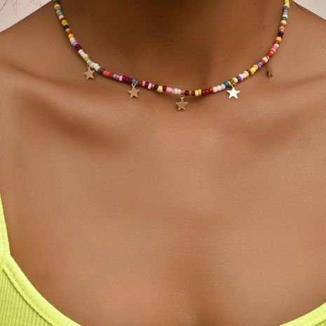 Bohemian blue bead necklace NHAJ268754's discount tags
