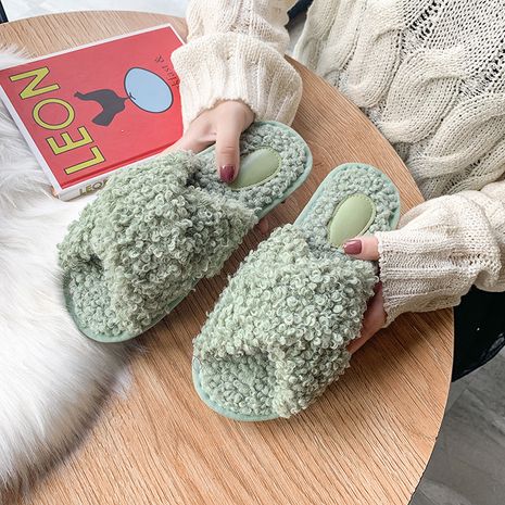 new lamb wool cross  fashion home non-slip plush slippers wholesale's discount tags