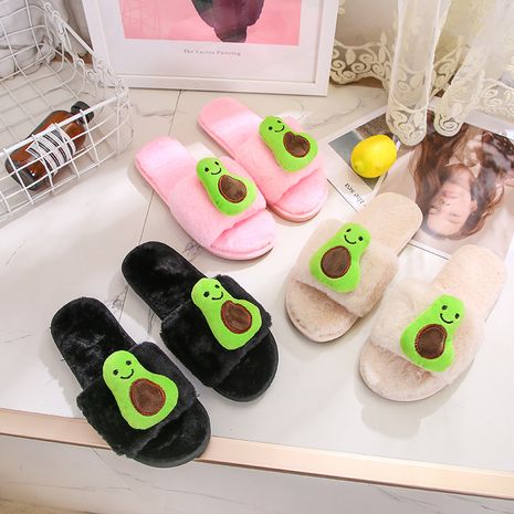 non-slip thermal insulation cotton  avocado open toe slippers wholesale's discount tags