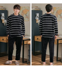 Coral fleece pajamas men's winter thick flannel long-sleeved suit warm home service two-piece suit