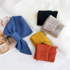 Pure color socket knitting woolen small neck scarf