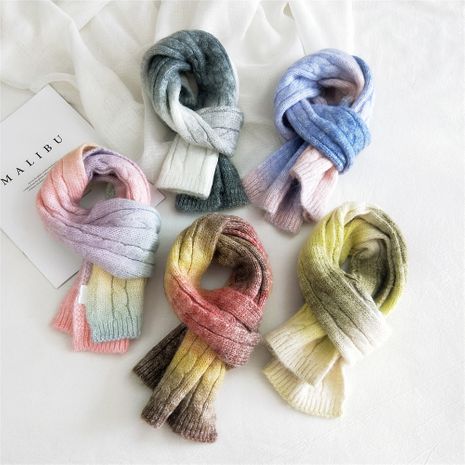 Candy-colored tie-dye knitted wool scarf winter Korean student warm scarf's discount tags