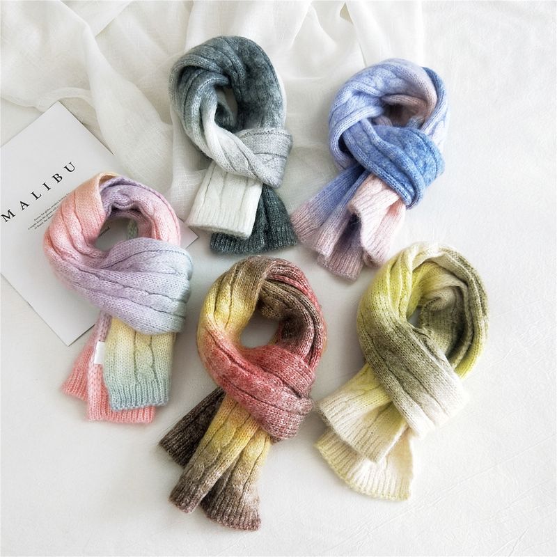 charpe en laine tricote tiedye couleur bonbon hiver tudiant coren charpe chaude