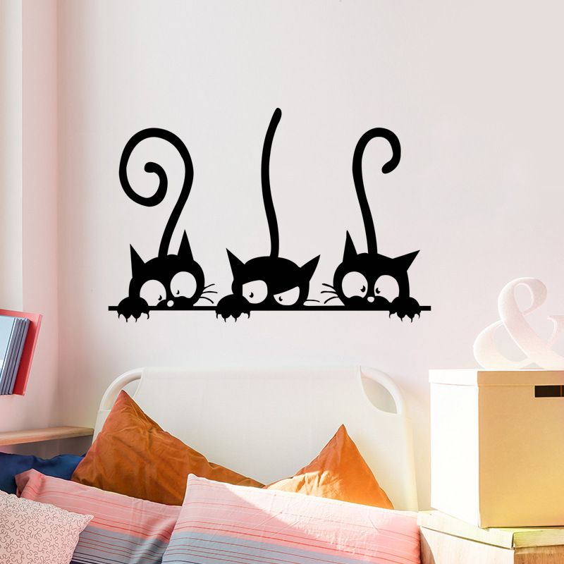 funny cats living room bedroom childrens room wall stickers decorative painting