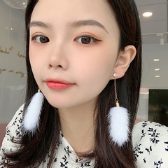 mink hair autumn and winter tassel Korean earrings