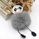 PU leather panda fur ball keychain imitation rex rabbit fur fashion Christmas gift pendantpicture12
