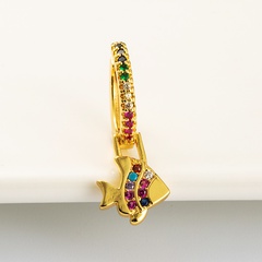 fashion exquisite rainbow series small fish-shape brass gold-plated micro-inlaid zircon earrings