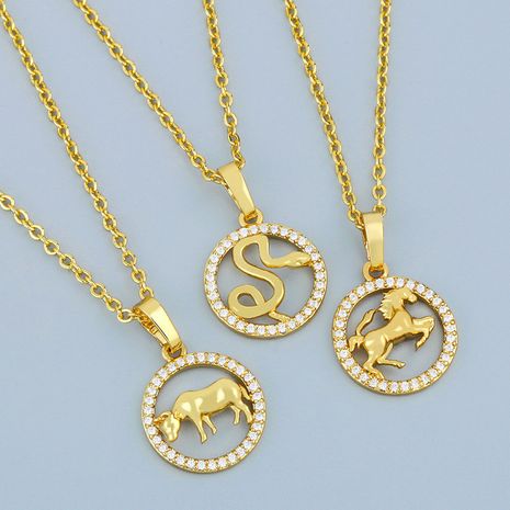 Chinese style 12 zodiac pendant simple diamond animal necklace's discount tags