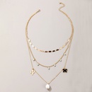 creative retro simple alloy cactus flower pearl multilayer necklacepicture7