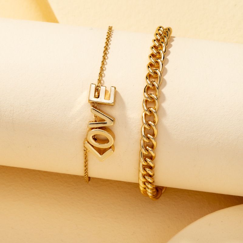 fashion letter chain bracelet set for women