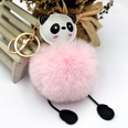 PU leather panda fur ball keychain imitation rex rabbit fur fashion Christmas gift pendantpicture22