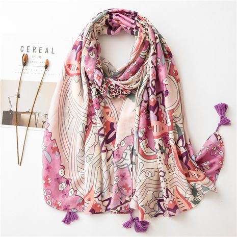 women's cotton and linen retro floral scarf soft skin-friendly and elegant shawl NHGD269985's discount tags
