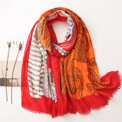 ethnic style cotton and linen gauze cashew hit color beach silk scarf shawl