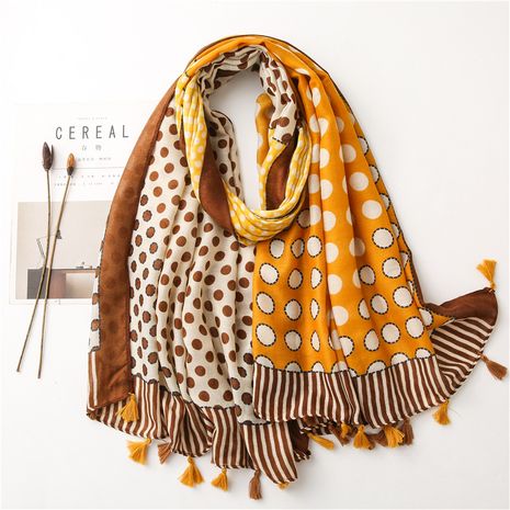bufanda larga de algodón y lino con costuras circulares coreanas's discount tags