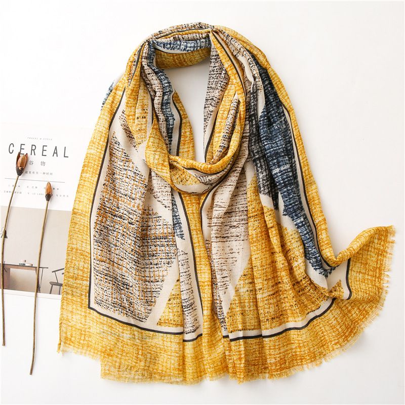 soft and colorful contrast color super large cotton and linen sunscreen airconditioning shawl scarf