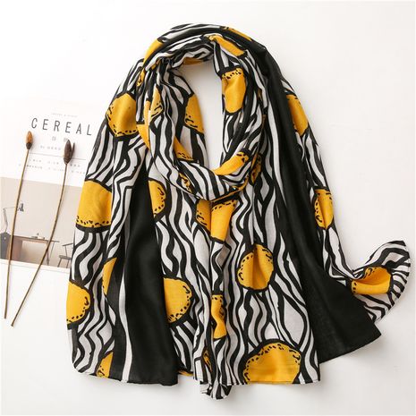 cotton and linen women autumn and winter Korean lemon pattern long gauze scarf shawl NHGD270002's discount tags