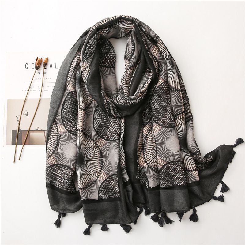 Colorful cotton and linen autumn and winter Korean circle stitching long scarf shawl dualuse