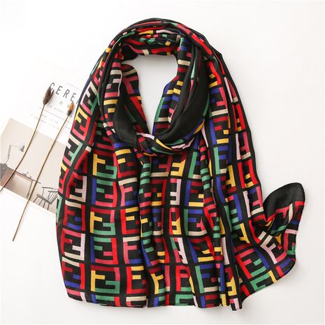 Korean colorful matching letters autumn and winter cotton and linen silk scarf long shawl  NHGD270011's discount tags