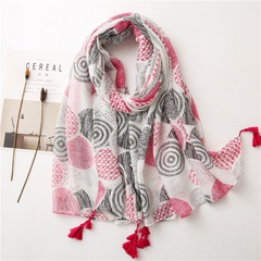 white floral thin cotton yarn fringed scarf sunscreen shawl