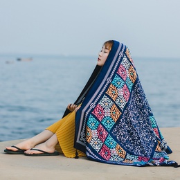 new silk cotton and linen scarf long sunscreen beach shawlpicture19
