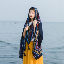 new silk cotton and linen scarf long sunscreen beach shawlpicture18