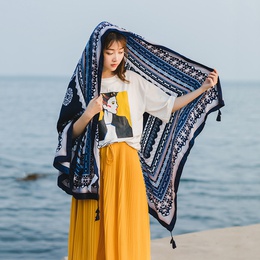 new silk cotton and linen scarf long sunscreen beach shawlpicture17