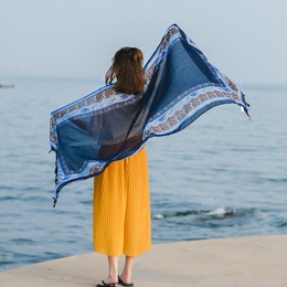 new silk cotton and linen scarf long sunscreen beach shawlpicture16