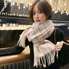 Colorful Striped Scarf Female Winter Student Korean Style All-Matching Thickened Keeping Warm Dual-Purpose Shawl Cute Girl Scarf