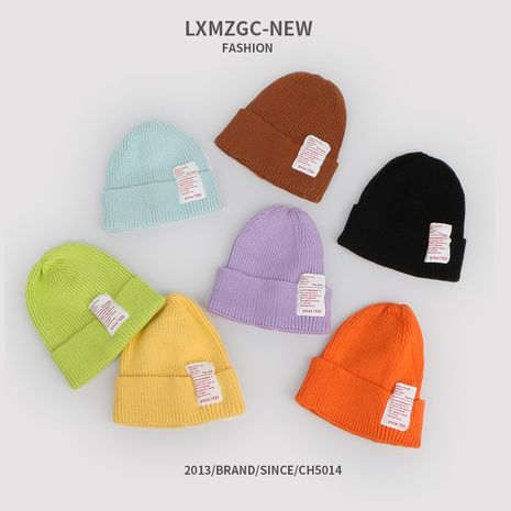 new hat female korean  wild candy color knitted hat's discount tags