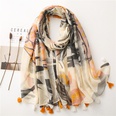 Korean cotton and linen scarf women plain bougainvillea spring thin silk shawl beach towelpicture16