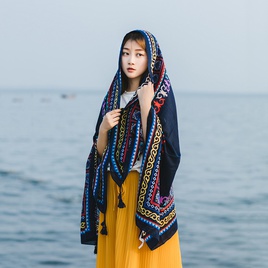new silk cotton and linen scarf long sunscreen beach shawlpicture26