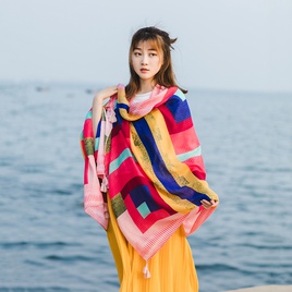 new silk cotton and linen scarf long sunscreen beach shawlpicture28