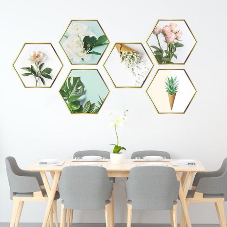 New hexagonal photo frame decorative painting wall stickers's discount tags