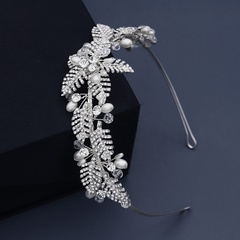 Mode Legierung Blatt Diamant handgemachte Perle Kopf Blume einfache Hochzeit Stirnband