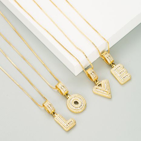 collar de 26 letras inglesas de oro real chapado en cobre con gema blanca's discount tags