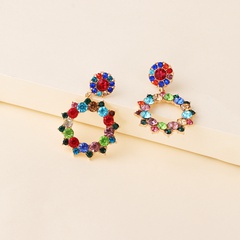 women's fashion geometric alloy earrings inlaid with colorful rhinestone  earrings