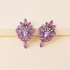 hot-selling alloy inlaid colored diamond retro exaggerated earrings