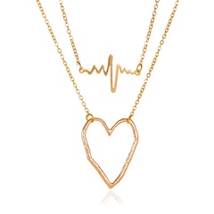 personalized ECG frequency pendant double heartbeat necklace