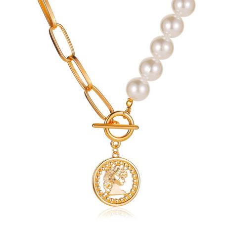 Damenmünze Anhänger Perlenkette's discount tags