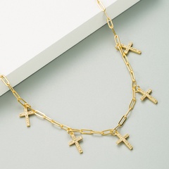 Leichte, kupferbeschichtete Halskette aus 18 Karat Gold mit Mikroeinlage und Zirkonanhänger