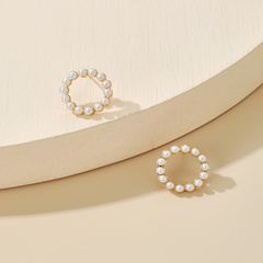 Korean pearl simple circle earrings