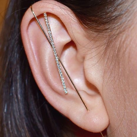 metal ear clips new geometric X zircon micro-inlaid earrings's discount tags