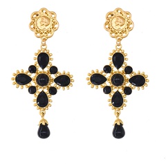 new fashion pearl full diamond baroque cross palace exaggerated earrings
