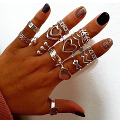 fashion love leaf ring 17-piece set
