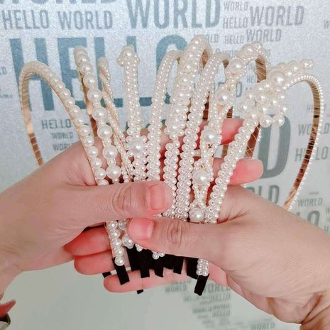diadema de moda coreana de perlas simples's discount tags