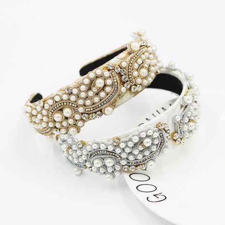 fashion style pearl-studded rice beads particle geometric headband's discount tags