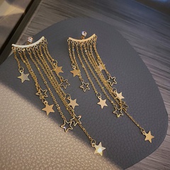 S925 Silver Needle Light Luxury Exaggerated Long Star Tassel Korean Earrings