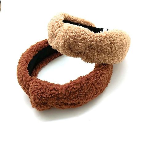 new lamb hair knotted hair band high-end pure color headband's discount tags