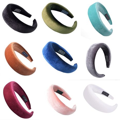  velvet sponge broad-sided solid color fabric headband NHUX270923's discount tags