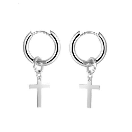 wholesale simple men's titanium steel cross earrings's discount tags